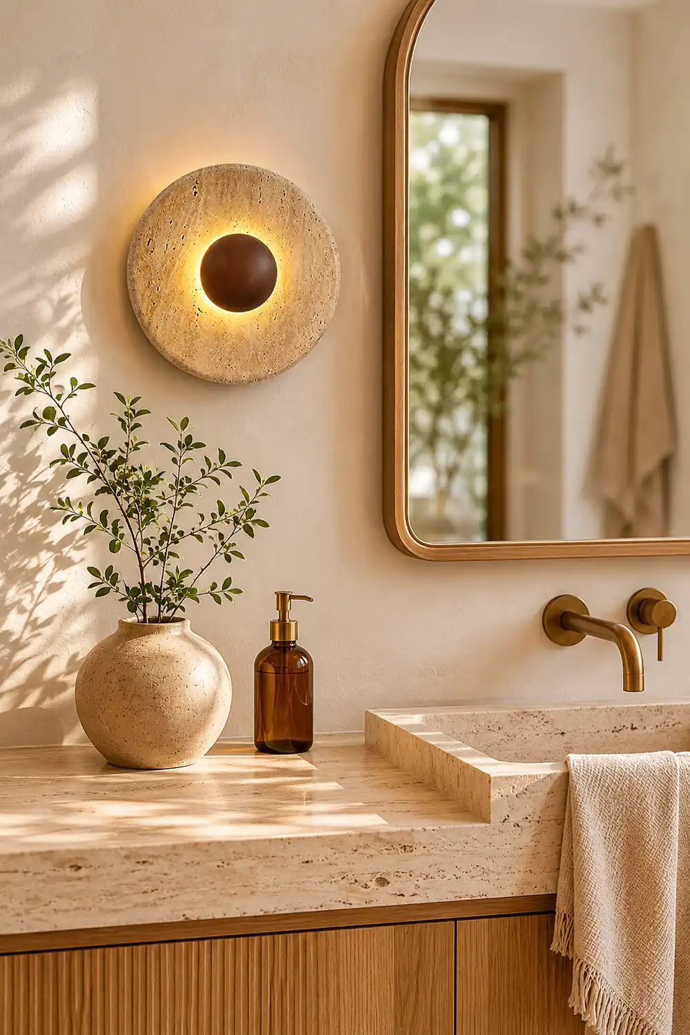 Halo Travertine Wall Light - Lumpaz