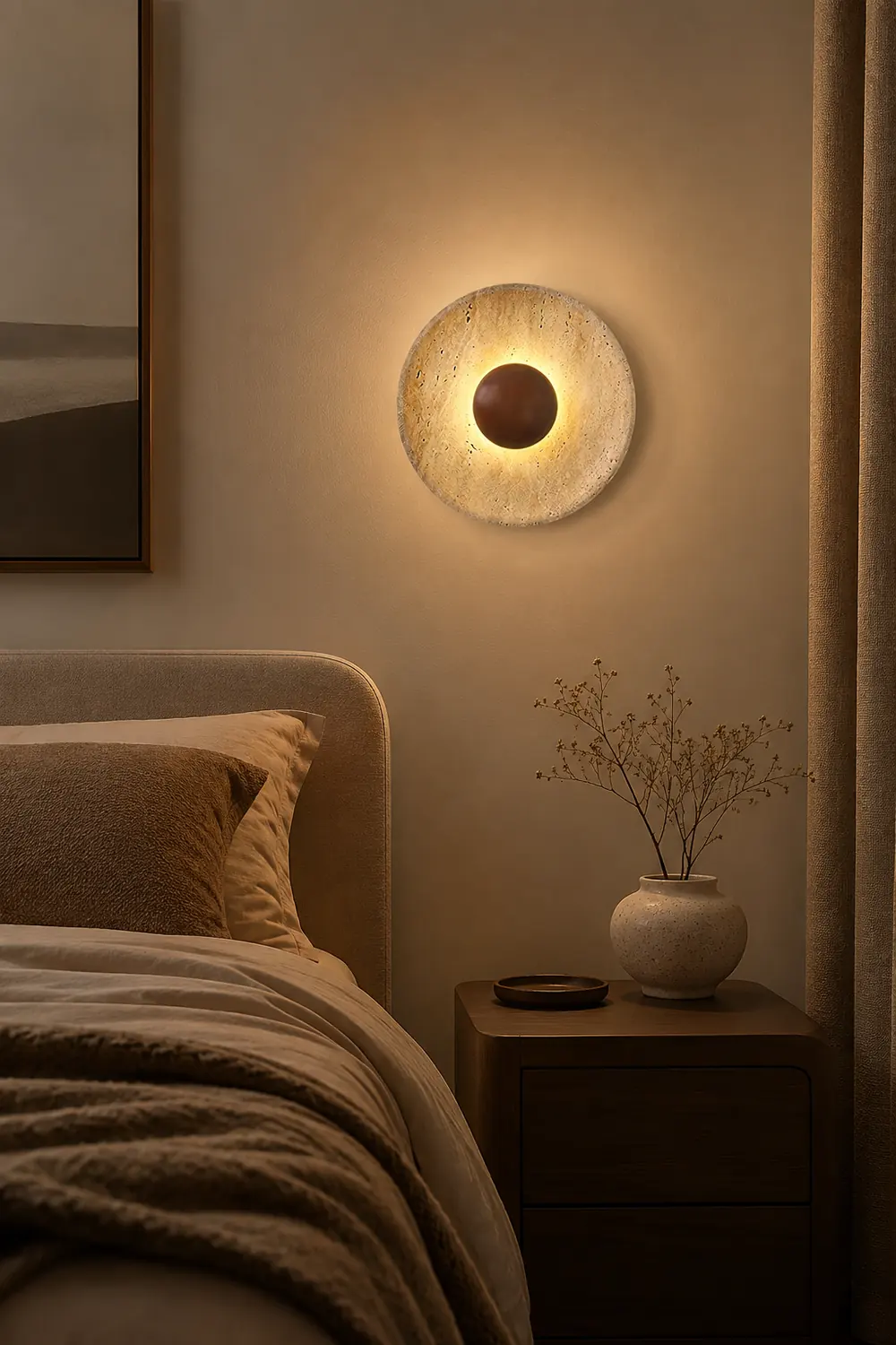 Halo Travertine Wall Light - Lumpaz