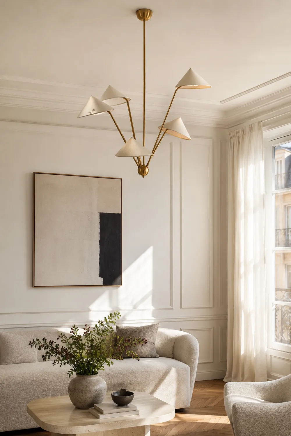 5-Arm Fabric Cone Chandelier - Lumpaz