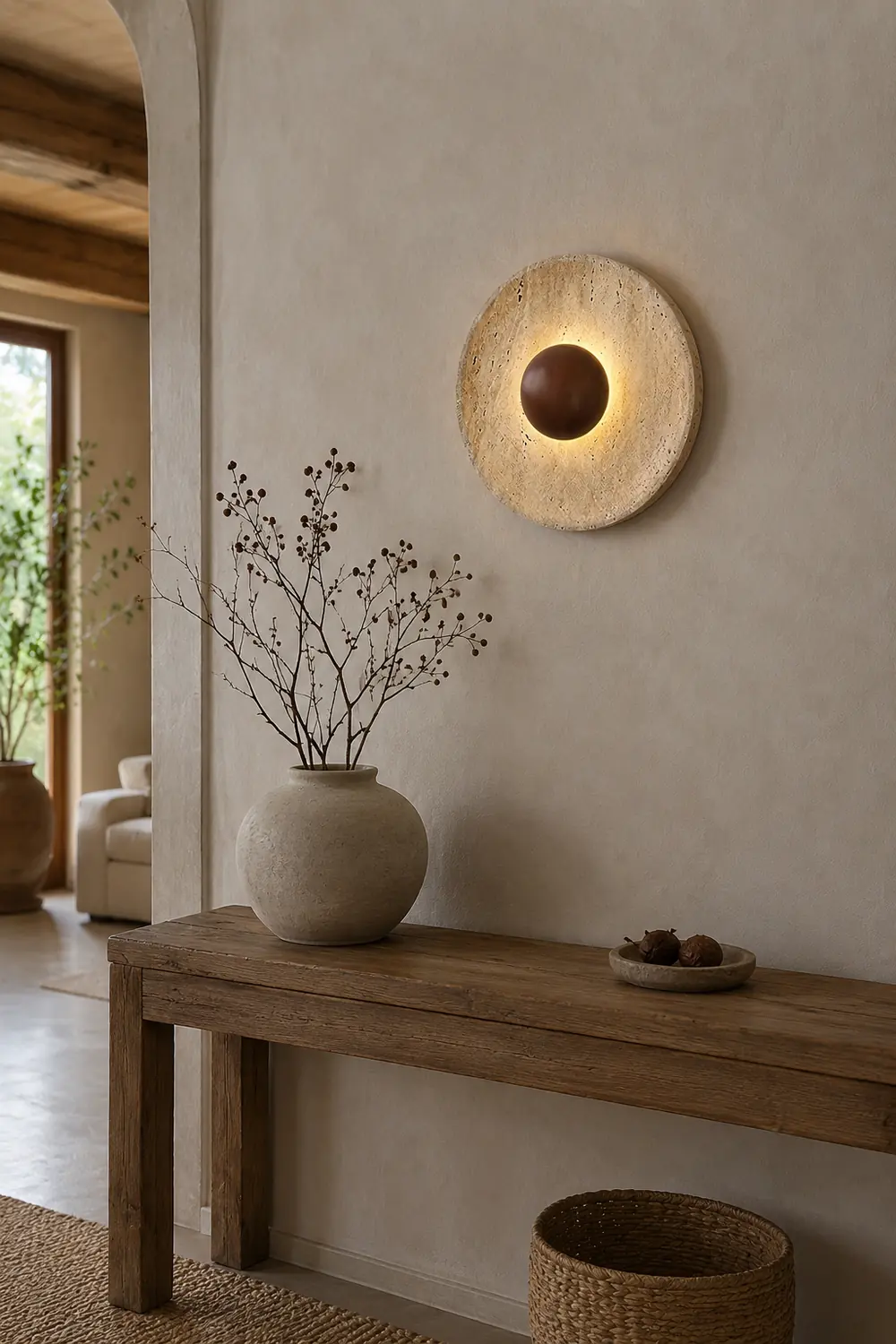 Halo Travertine Wall Light - Lumpaz