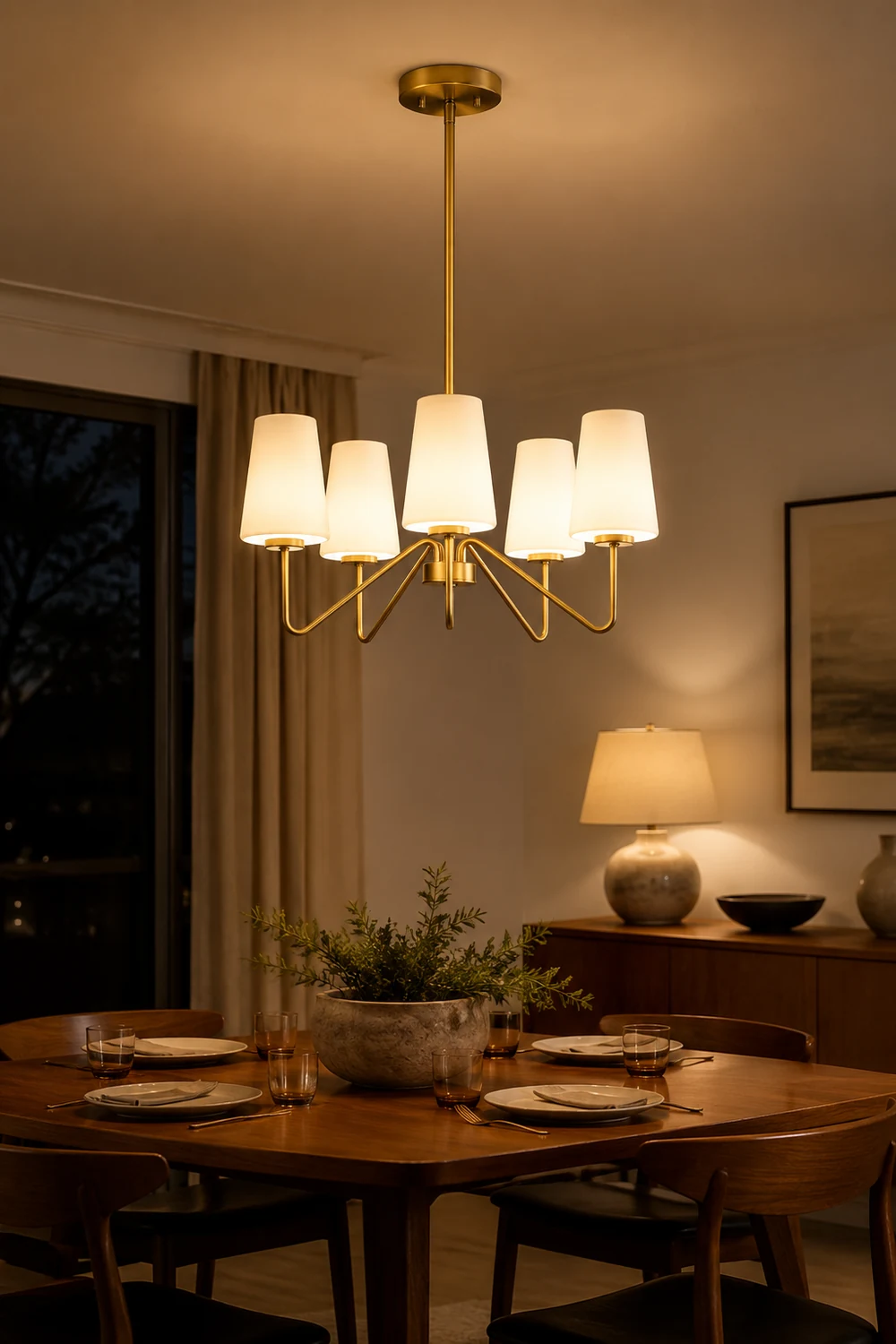 Simple brass five-head chandelier - Lumpaz