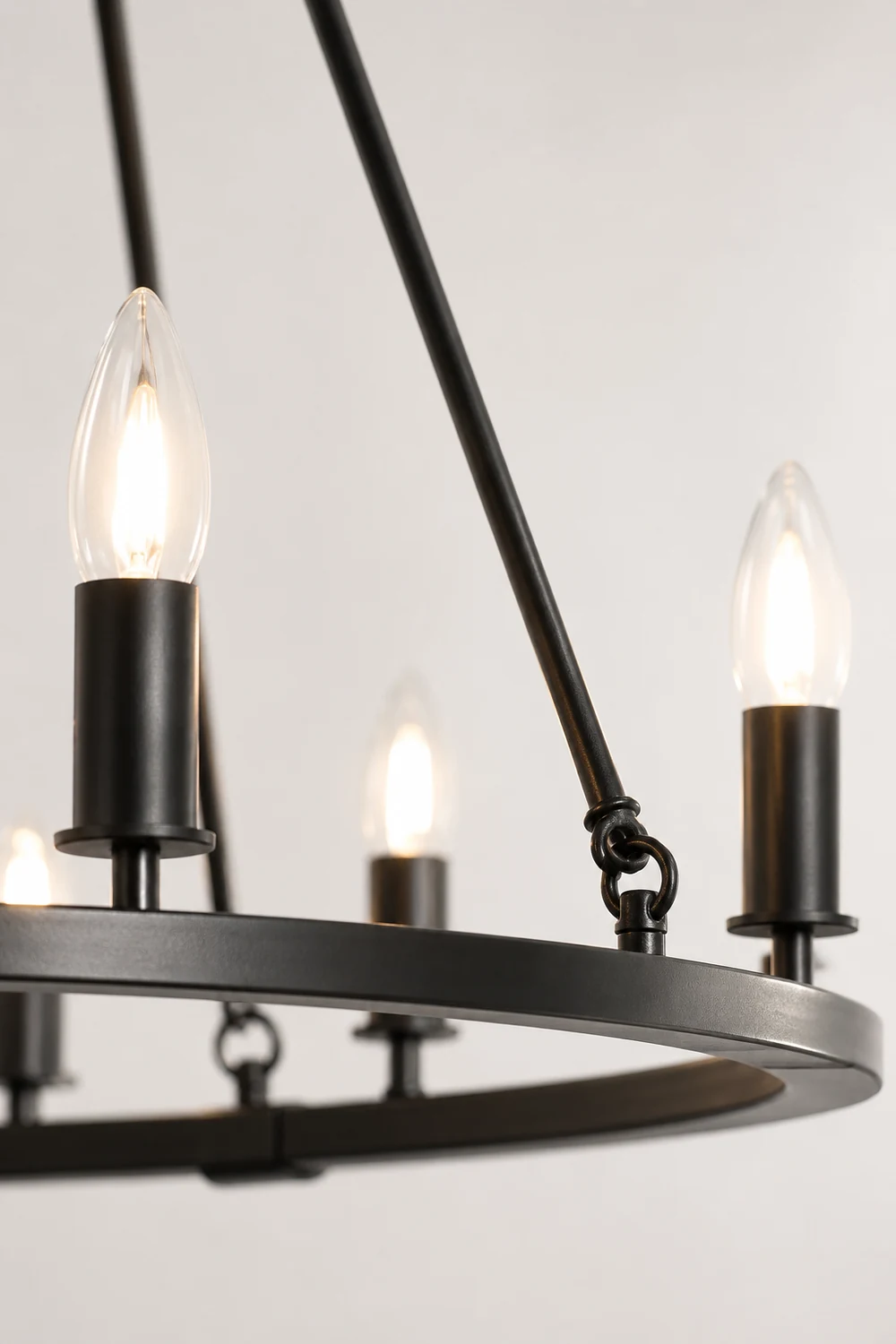 Rustic Industrial Black Candle Chandelier - Lumpaz