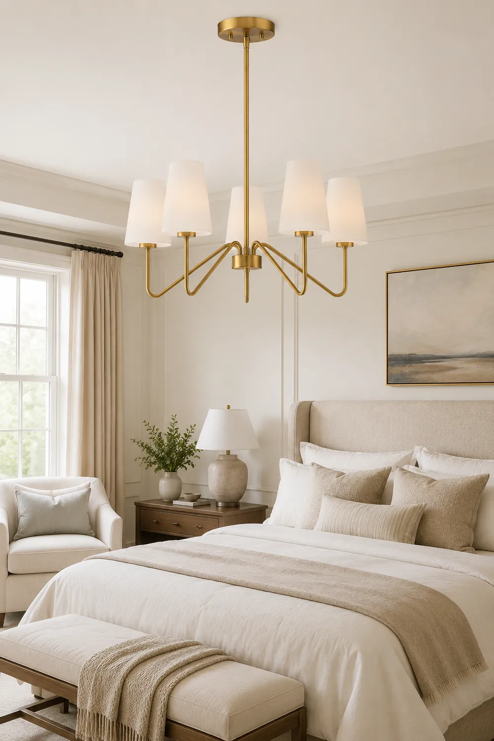 Simple brass five-head chandelier - Lumpaz