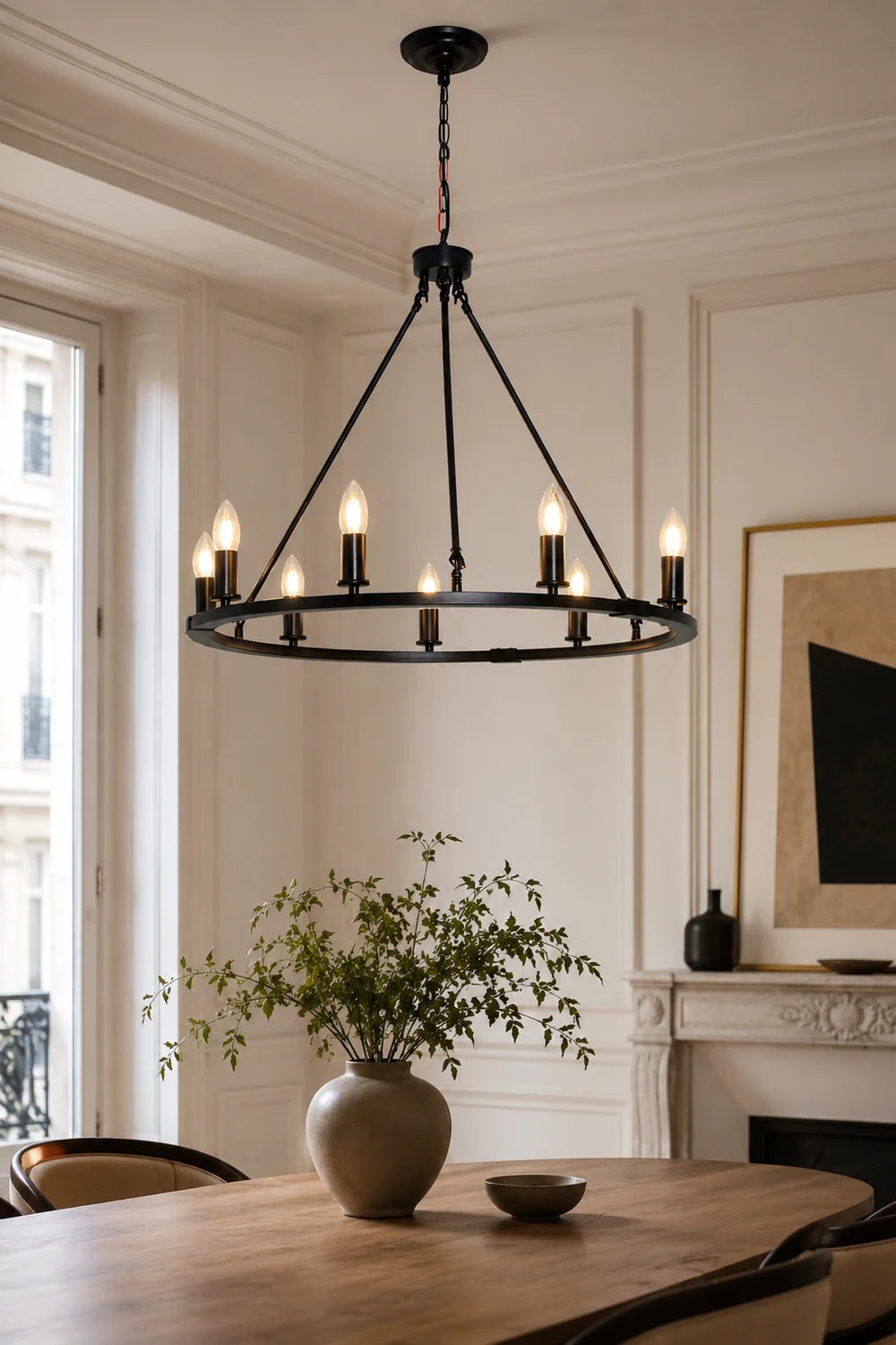 Rustic Industrial Black Candle Chandelier - Lumpaz