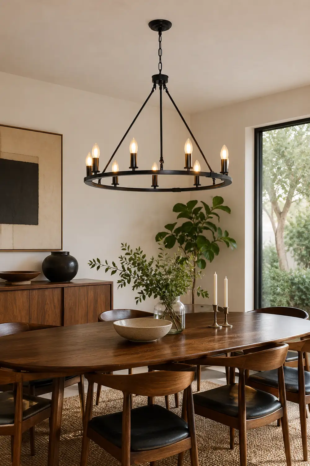 Rustic Industrial Black Candle Chandelier - Lumpaz