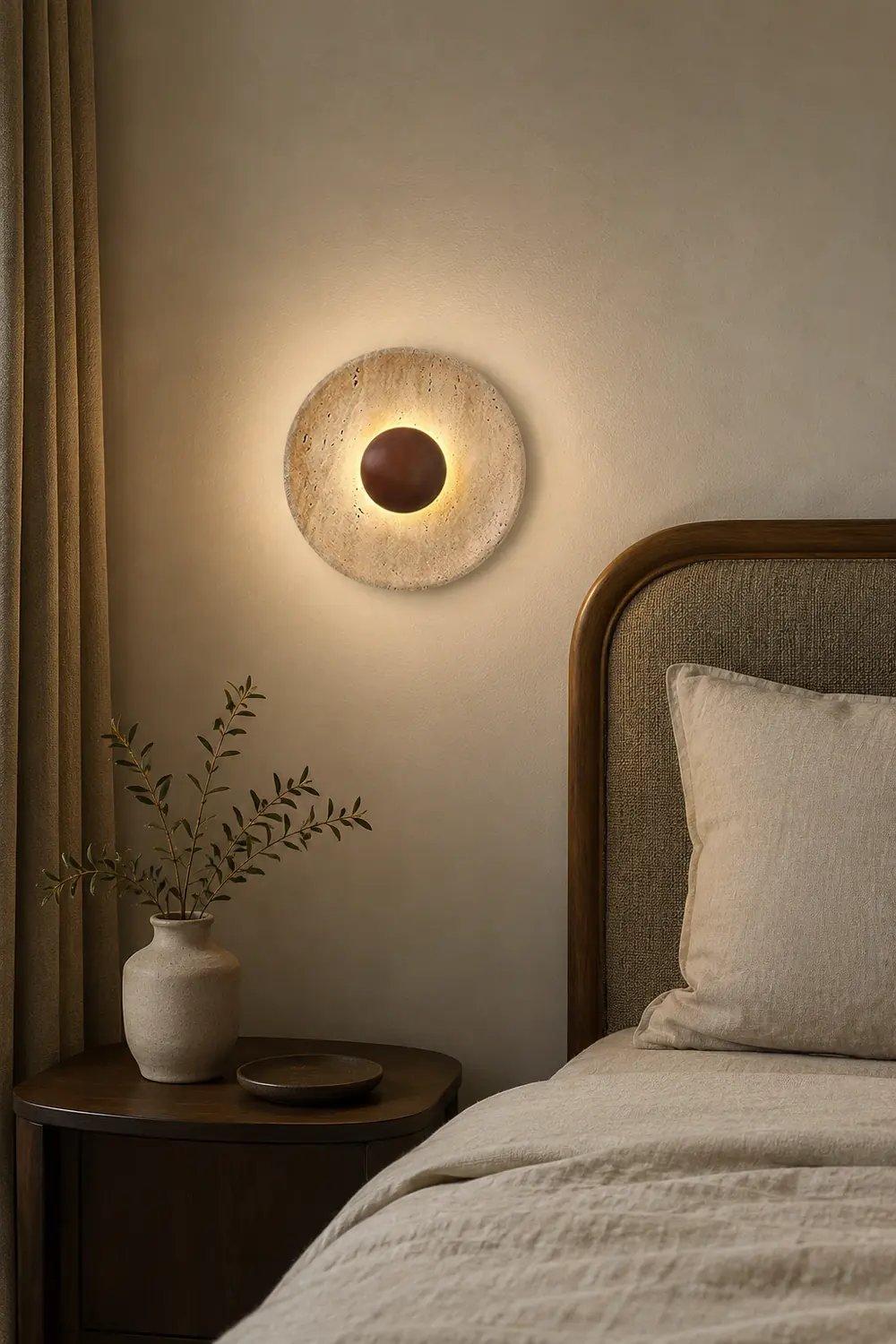 Halo Travertine Wall Light - Lumpaz