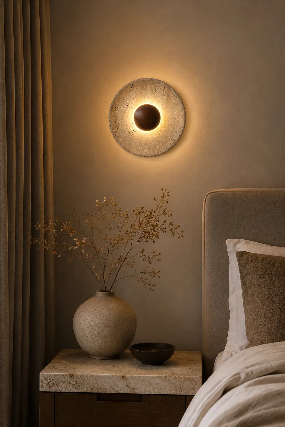 Halo Travertine Wall Light - Lumpaz