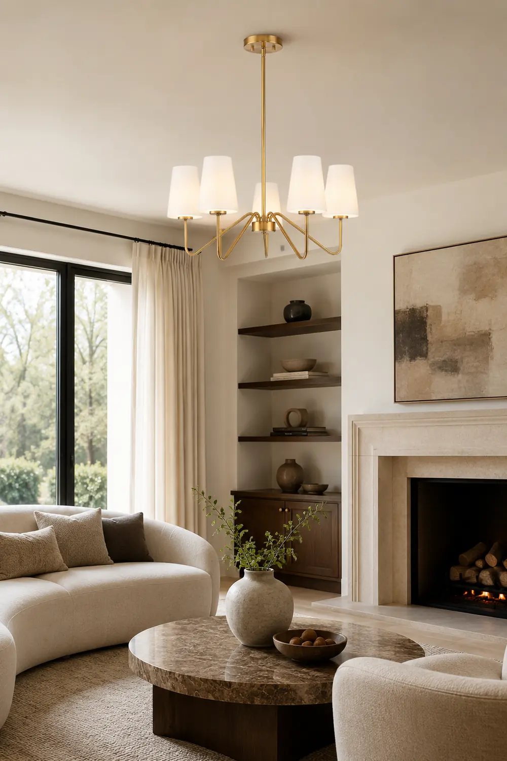 Simple brass five-head chandelier - Lumpaz