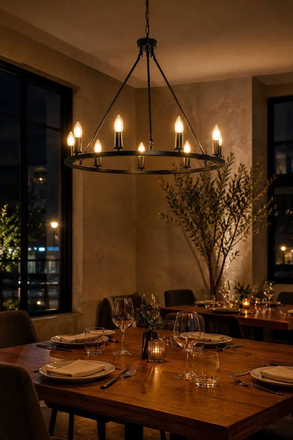 Rustic Industrial Black Candle Chandelier - Lumpaz
