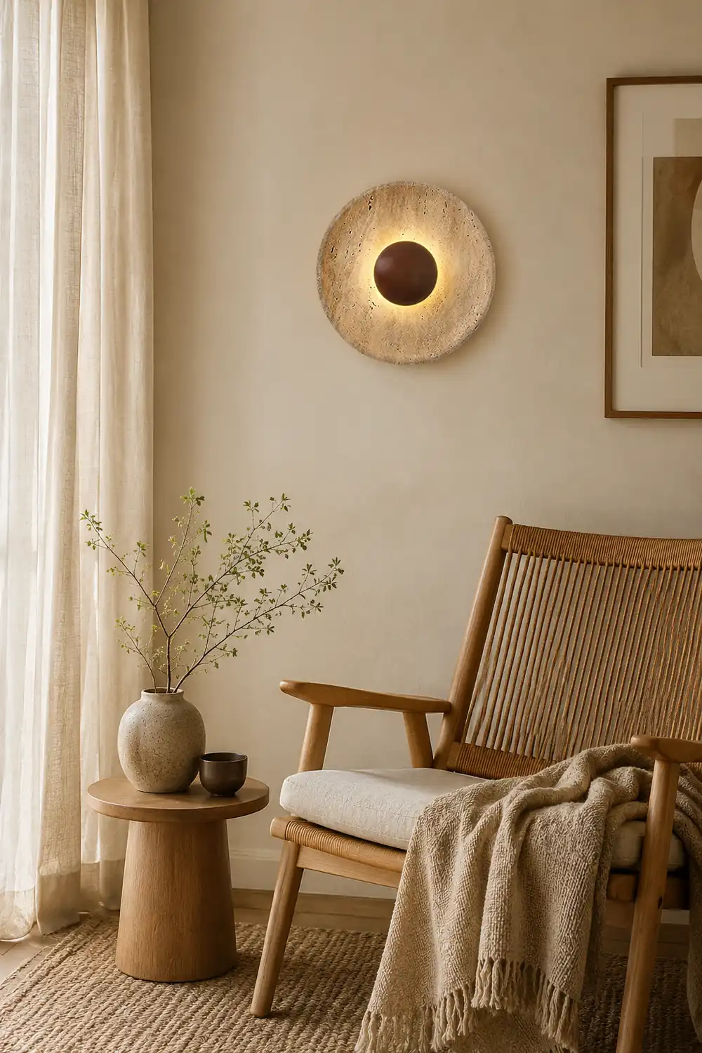 Halo Travertine Wall Light - Lumpaz