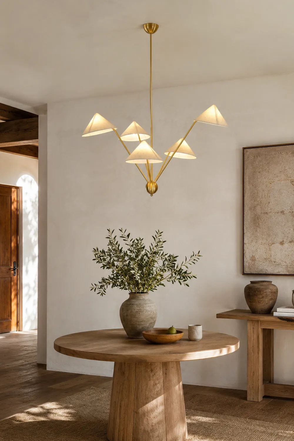 5-Arm Fabric Cone Chandelier - Lumpaz