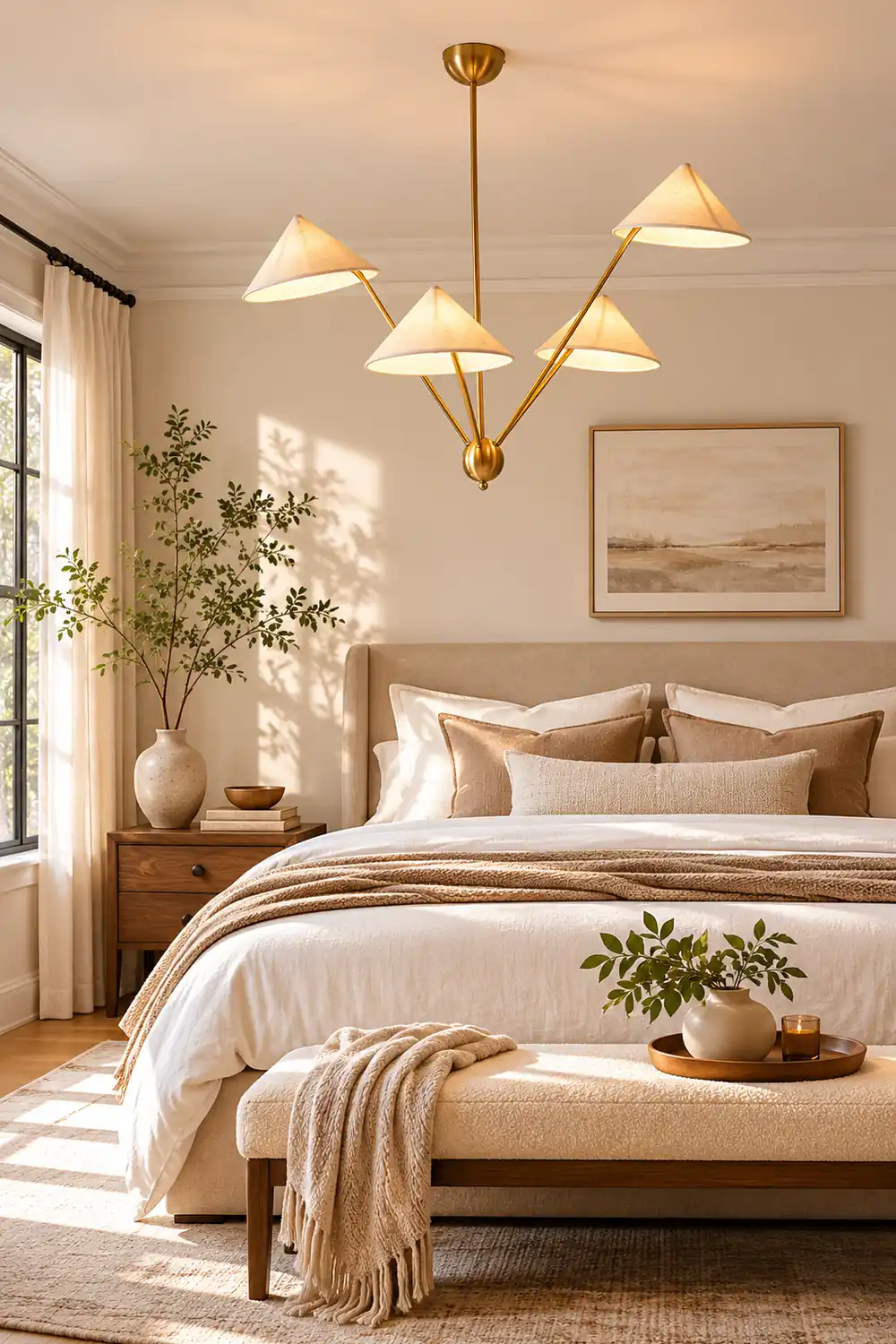 5-Arm Fabric Cone Chandelier - Lumpaz