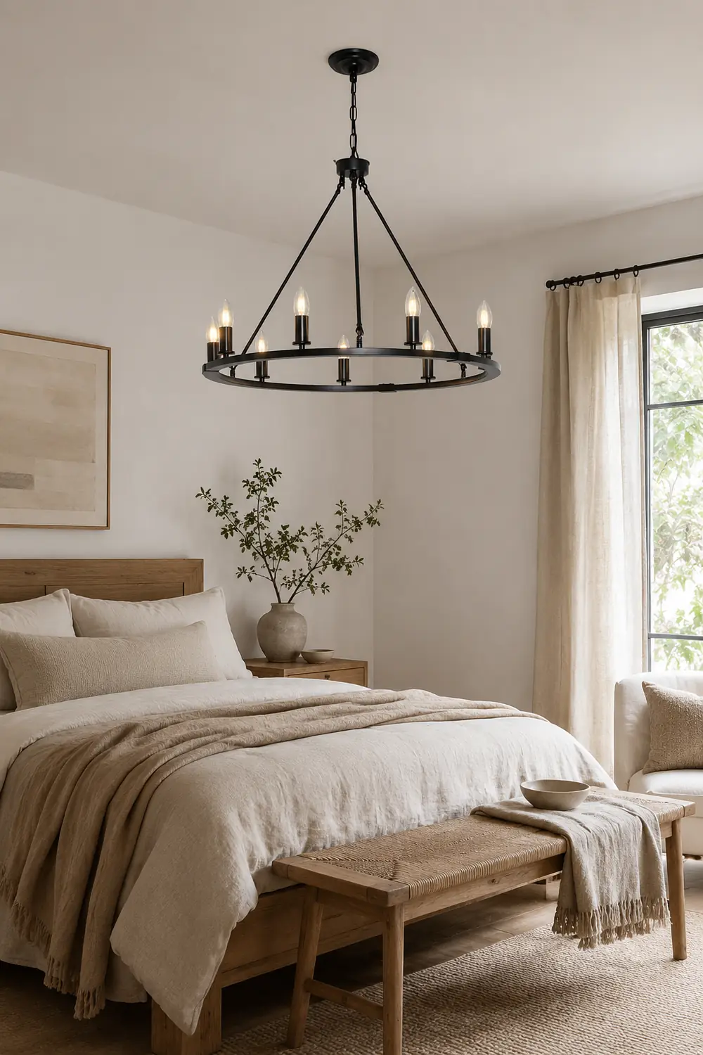 Rustic Industrial Black Candle Chandelier - Lumpaz