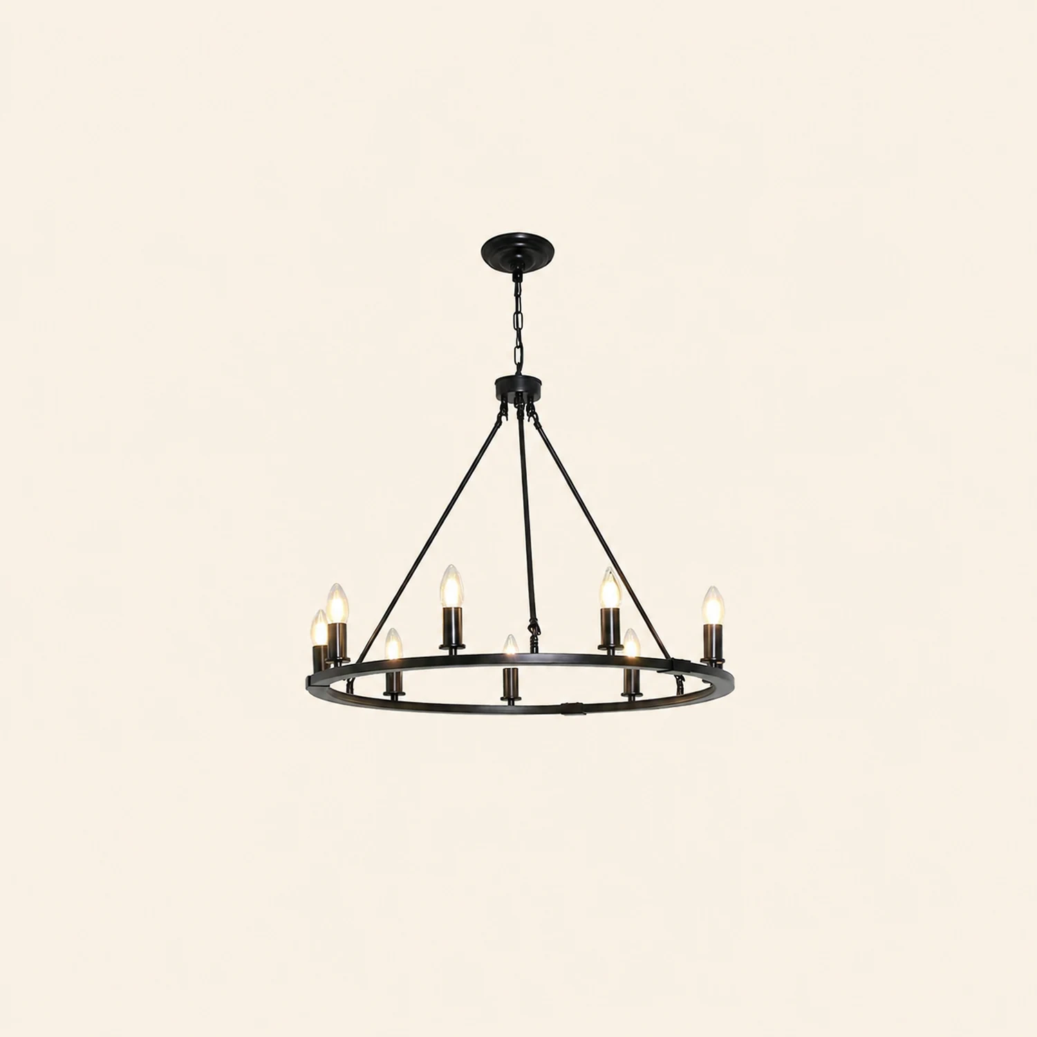 Rustic Industrial Black Candle Chandelier - Lumpaz
