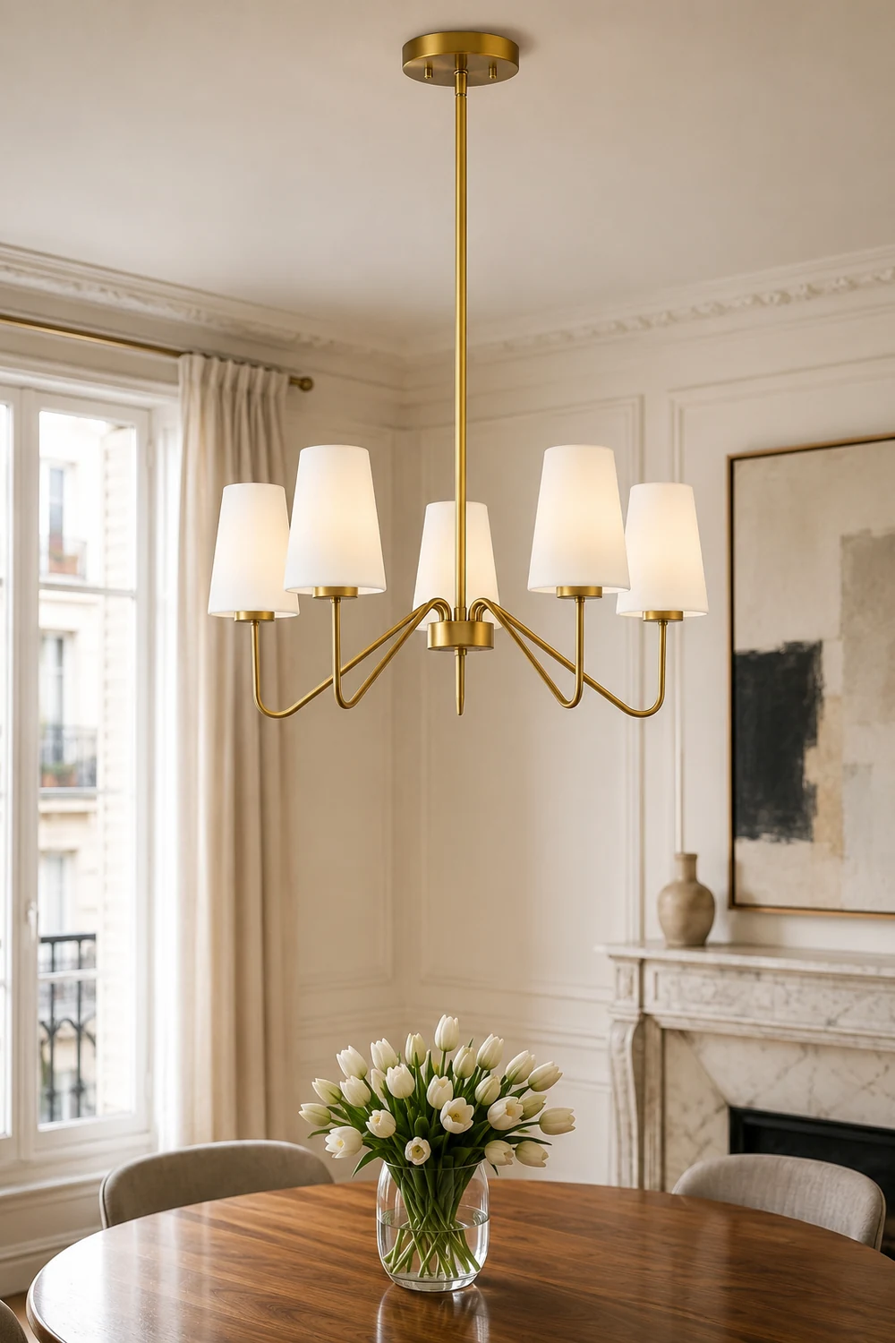 Simple brass five-head chandelier - Lumpaz