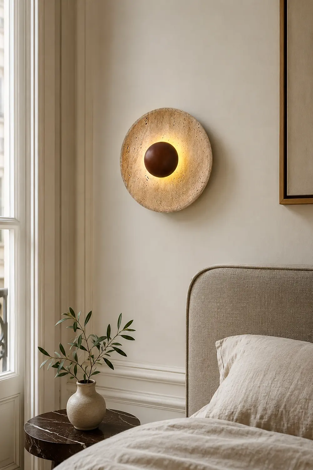 Halo Travertine Wall Light - Lumpaz