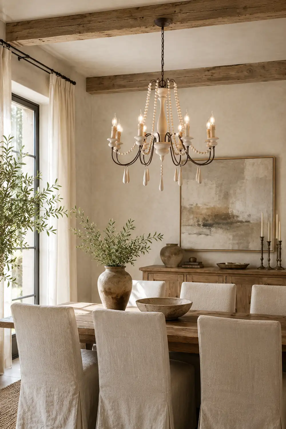 Rustic Beaded Candle Chandelier - Lumpaz