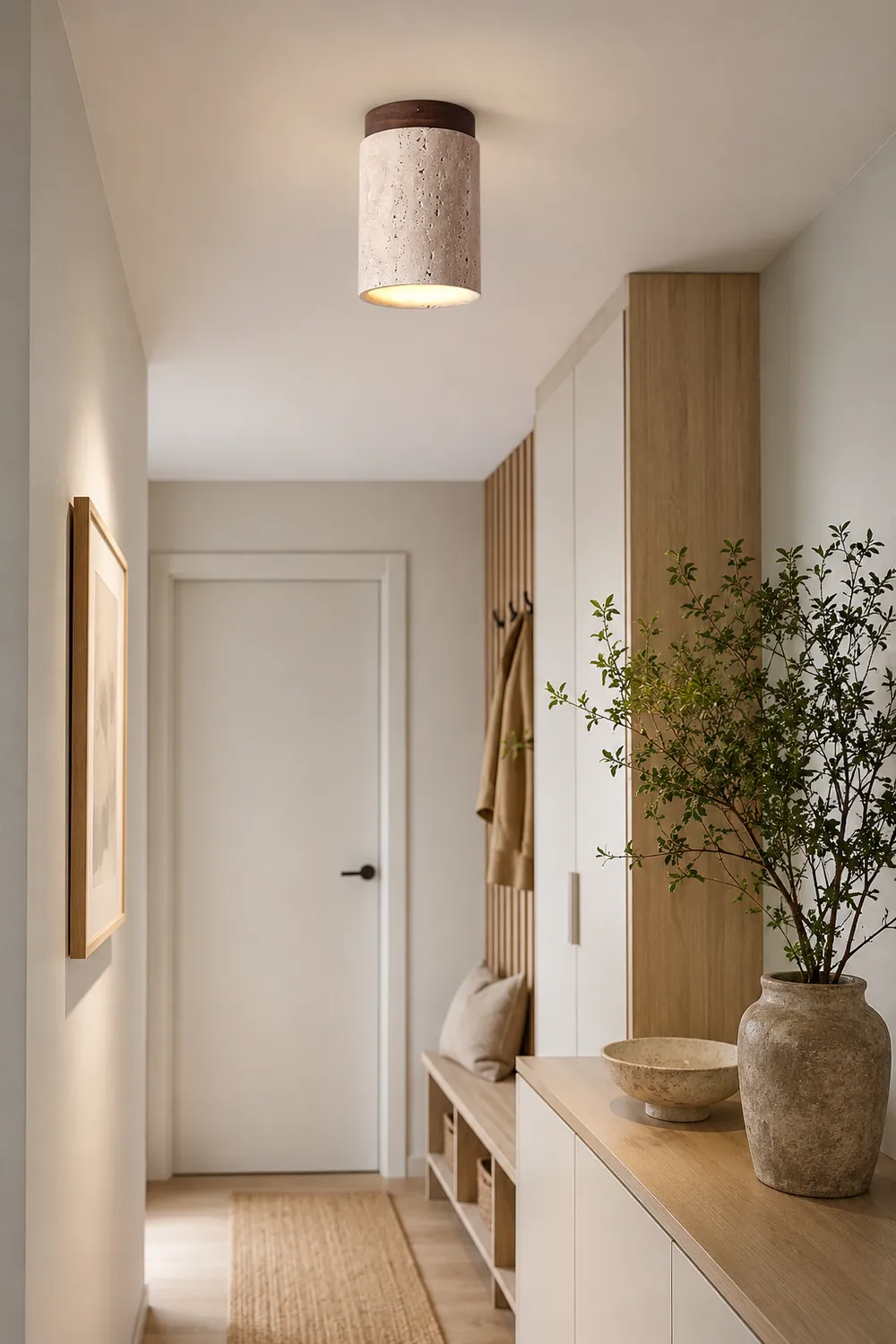 Wood and Stone Modern Flush Mount Light - Lumpaz