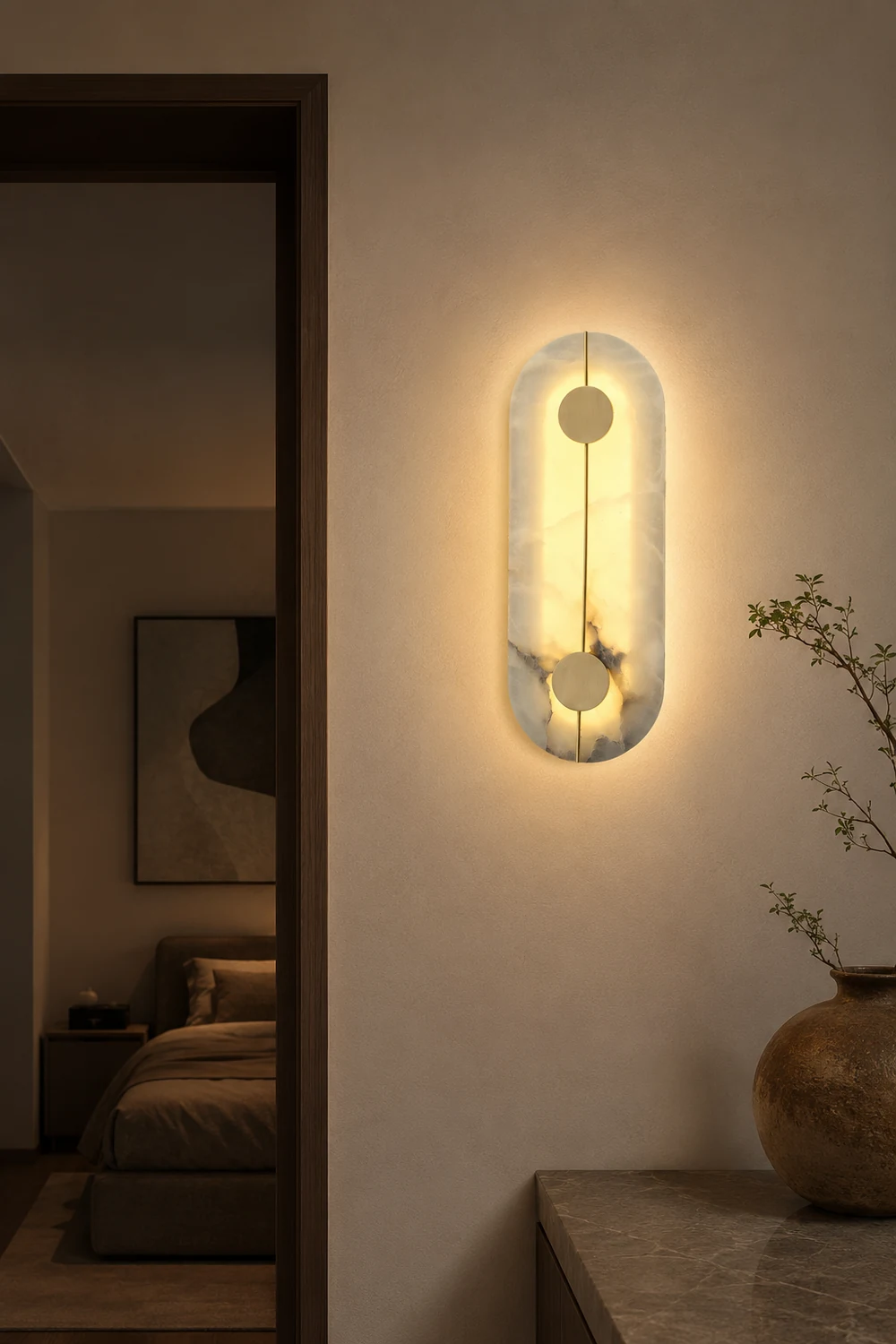 Modern Oval Alabaster Wall Lamp - Lumpaz