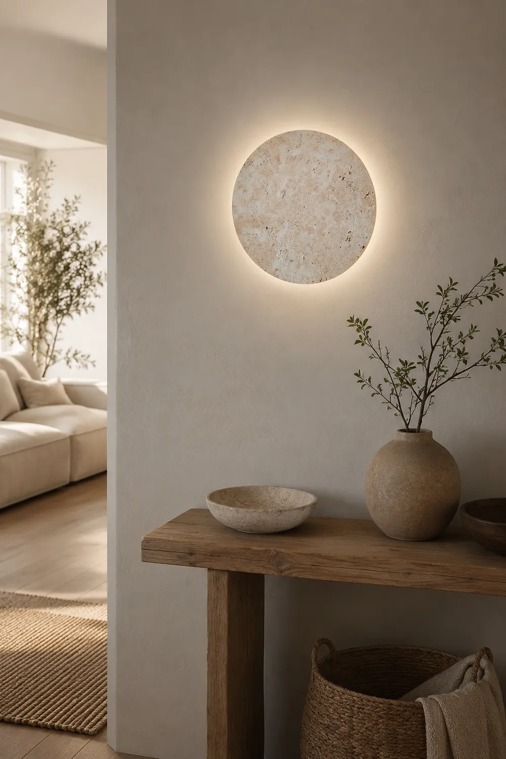 Round Natural Stone LED Wall Light - Lumpaz