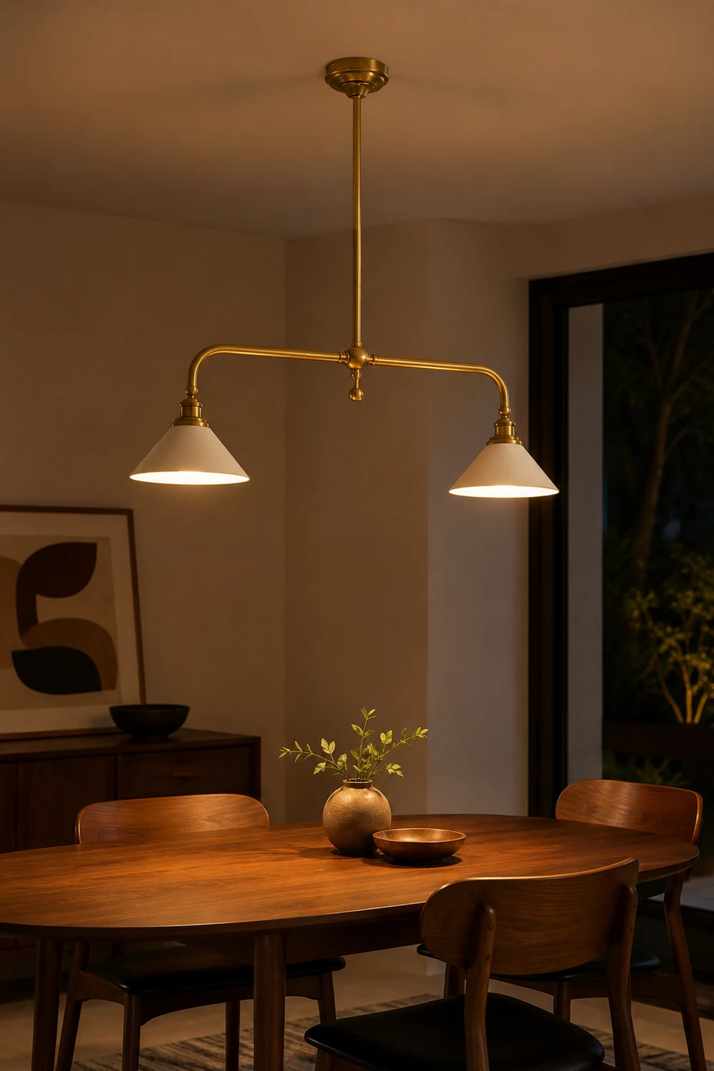 Vintage brass double chandelier - Lumpaz