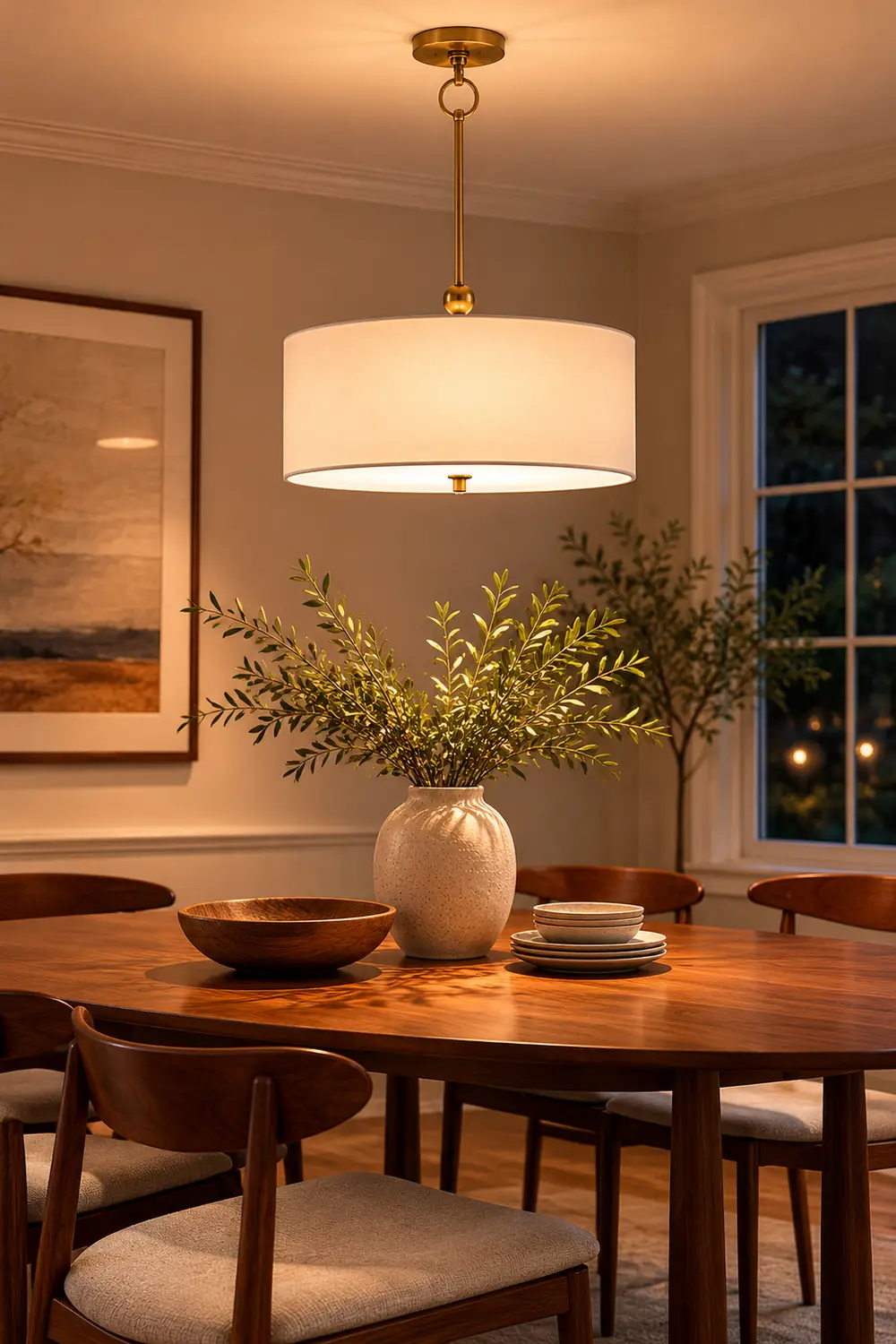 Reed Simple Drum Shade Pendant Light - Lumpaz