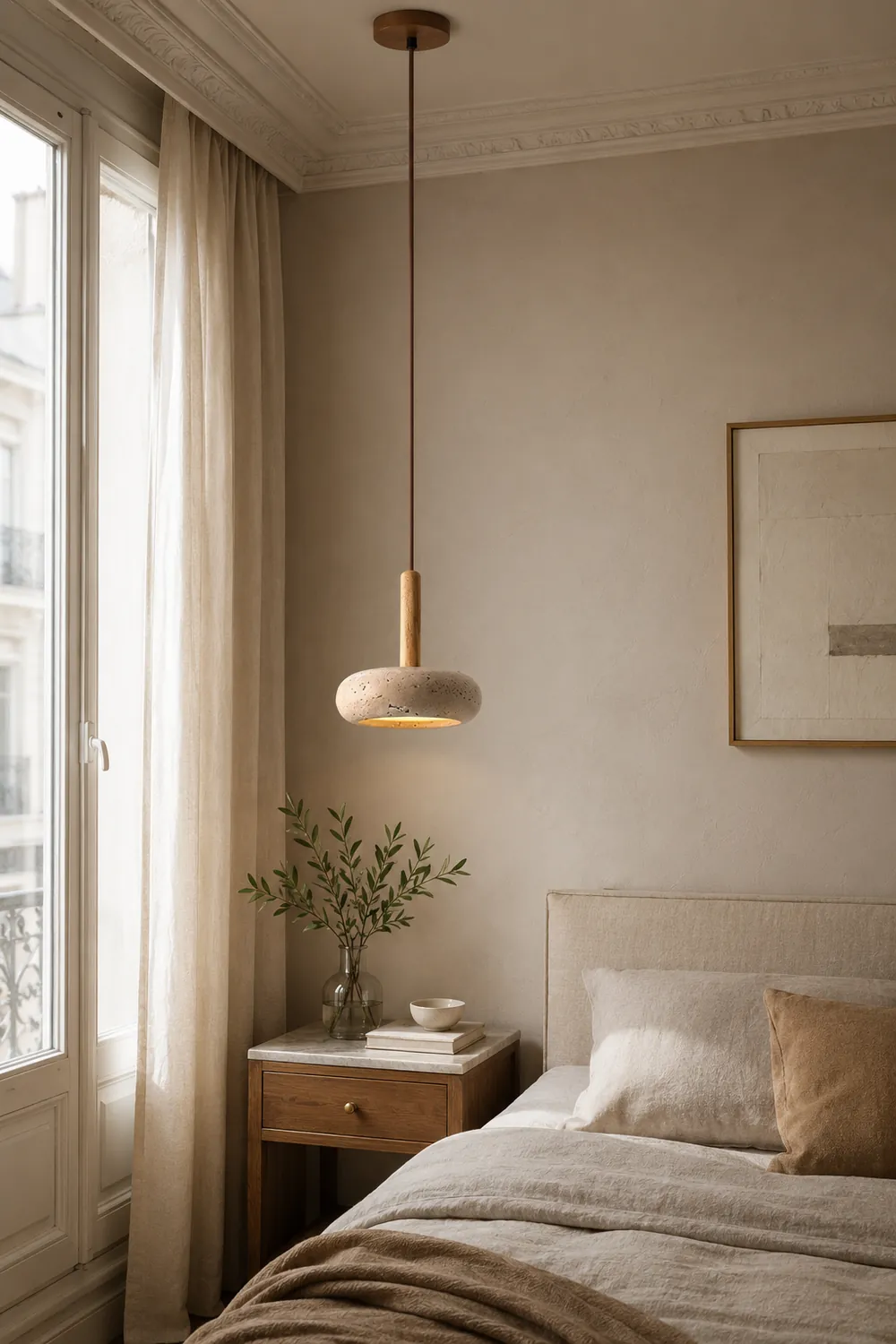 Hourglass Travertine Pendant Light - Lumpaz