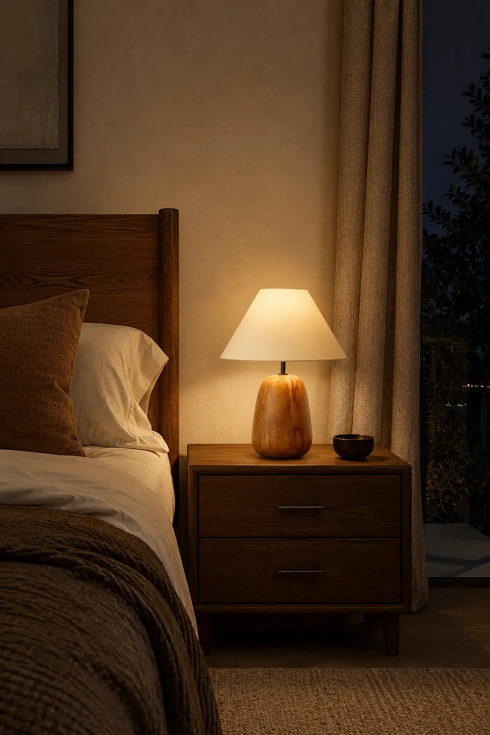 Grooved Country Wood Table Lamp - Lumpaz