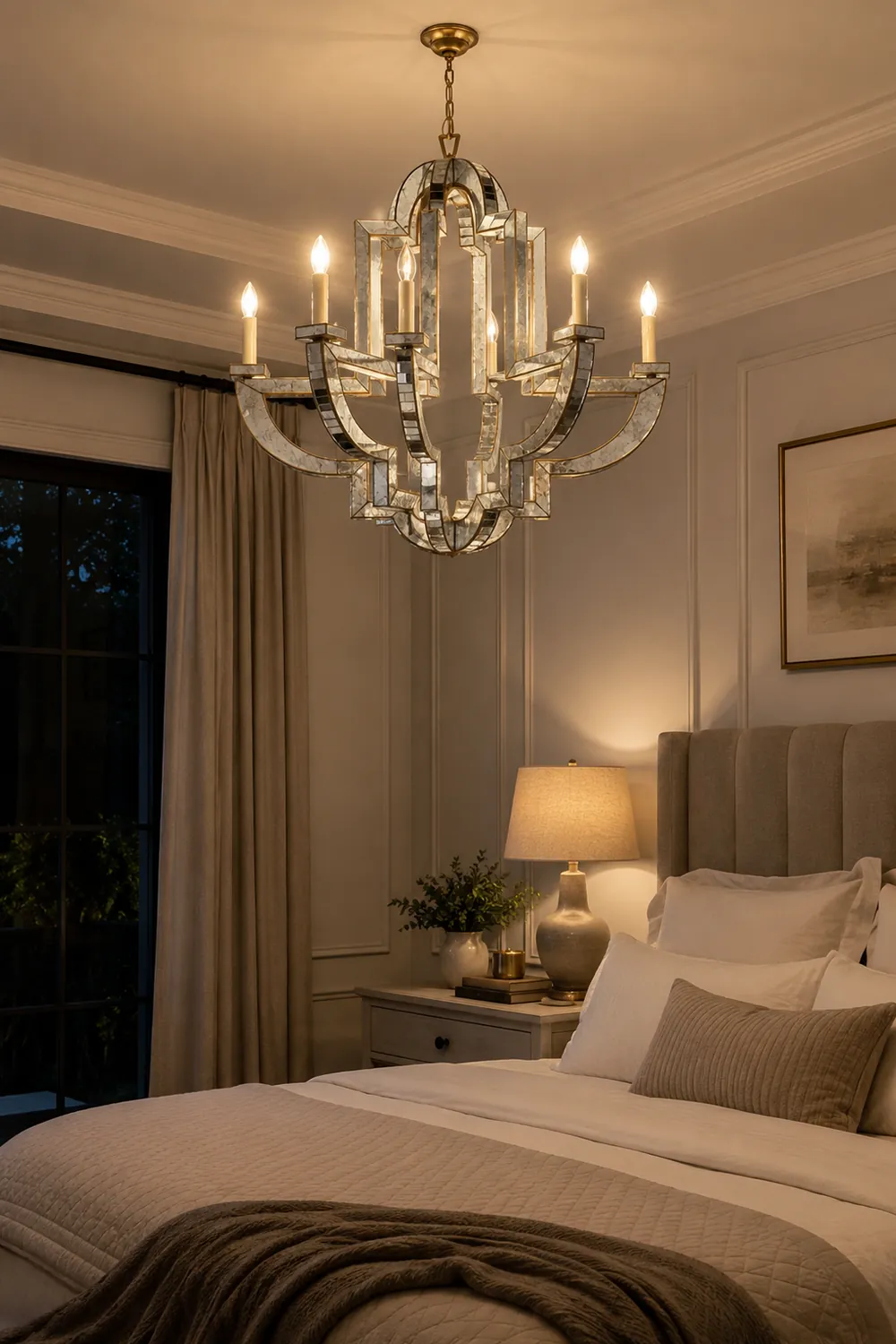 Art Deco Mirrored Candle Chandelier - Lumpaz