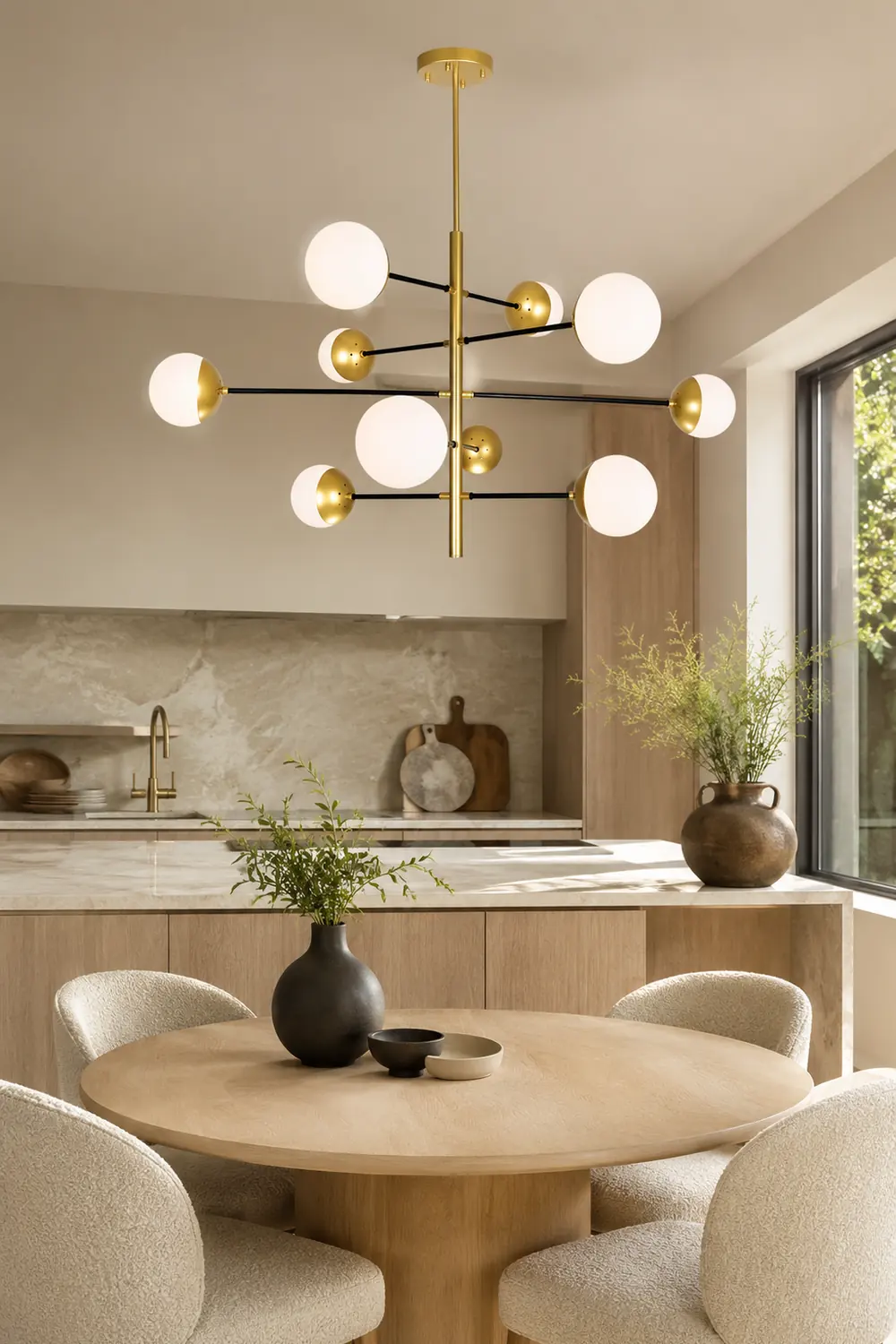 10-Globe Modern Brass Chandelier - Lumpaz