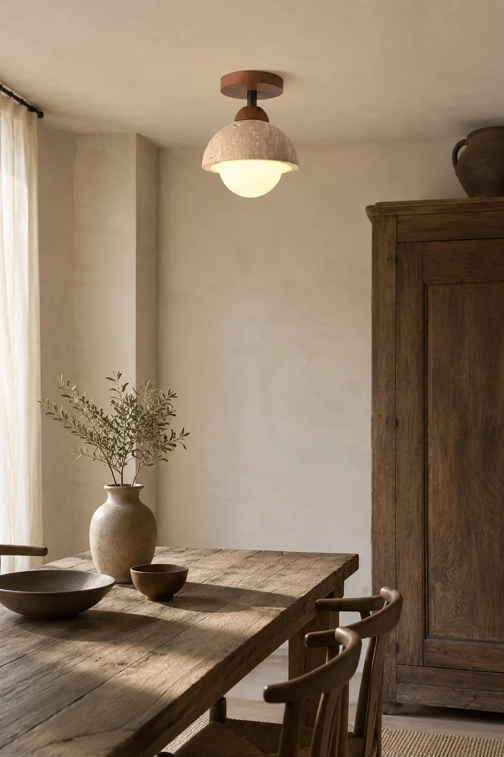 Travertine Flush Mount Ceiling Light - Lumpaz