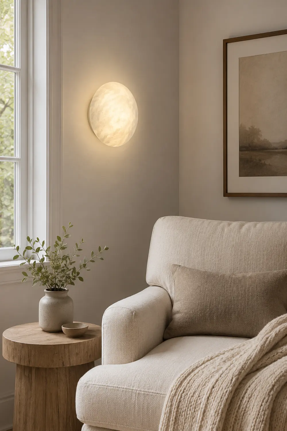 Lunar Glow Alabaster Wall Light - Lumpaz
