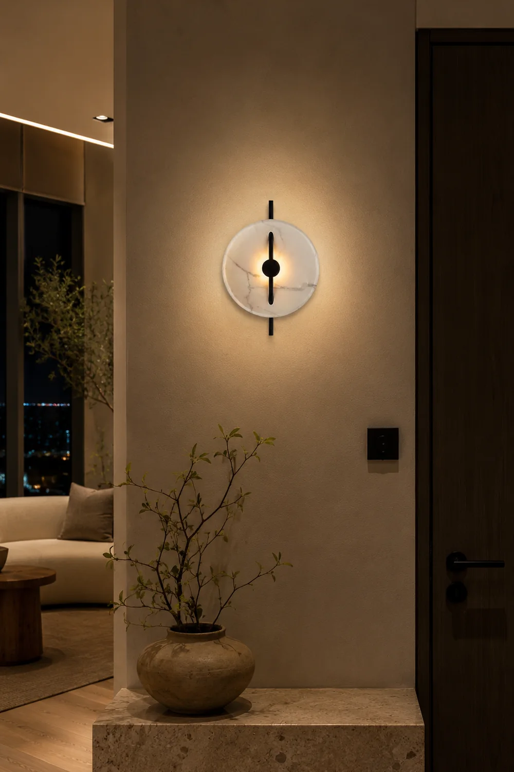 Contemporary Resin Round Marble Wall Light - Lumpaz