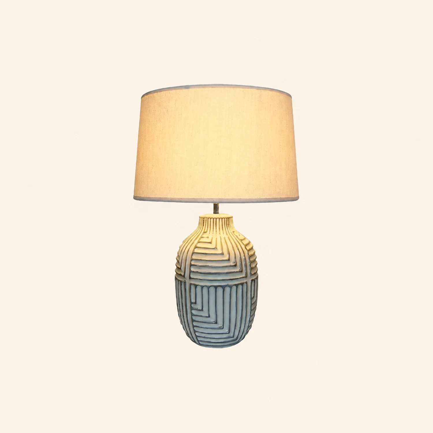 Retro rural woodcarving decorative fabric table lamp - Lumpaz