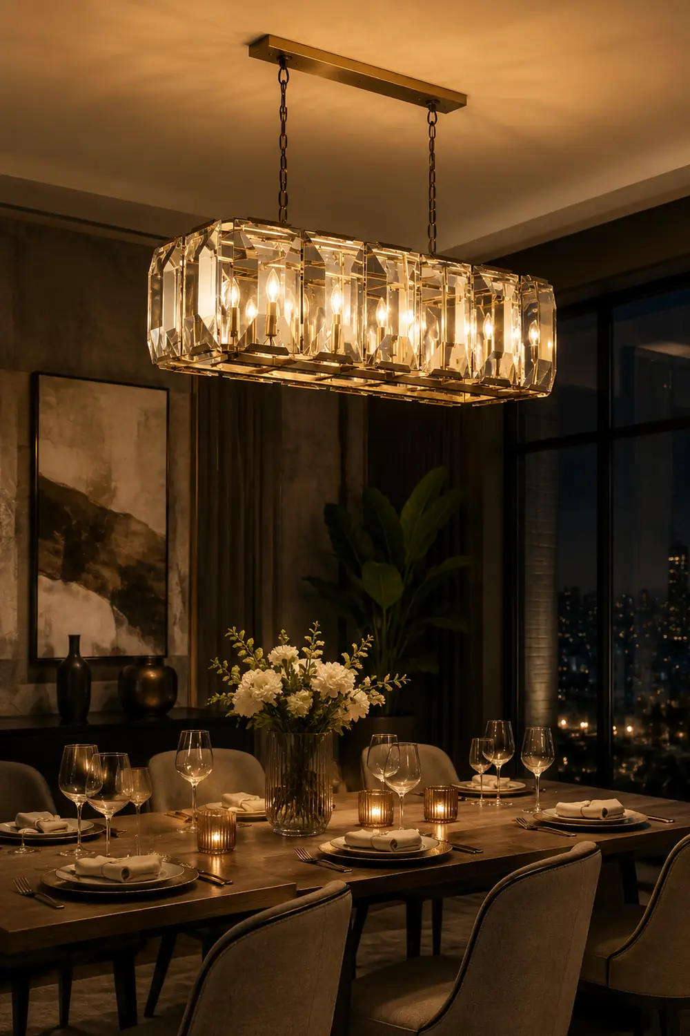 Crystal Rectangular Chandelier - Lumpaz
