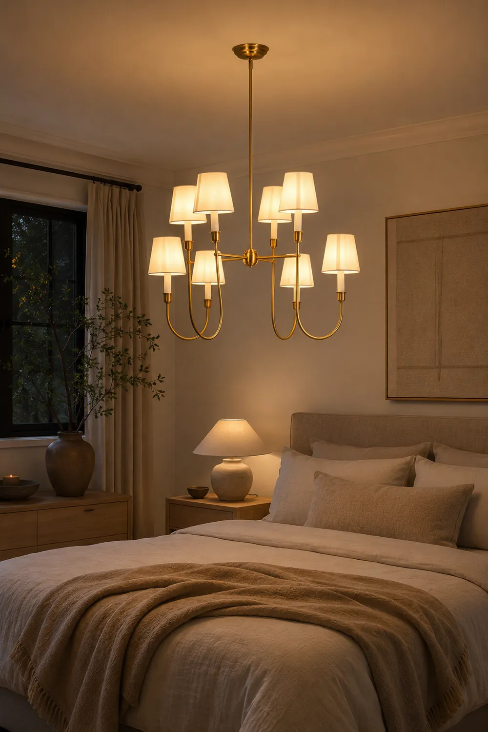Vendome Gold Fabric Shade Chandelier - Lumpaz
