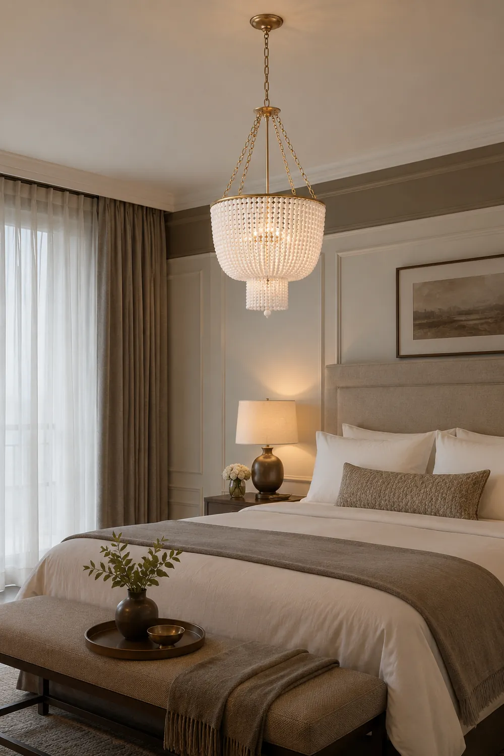 White Beaded Jacqueline Chandelier - Lumpaz