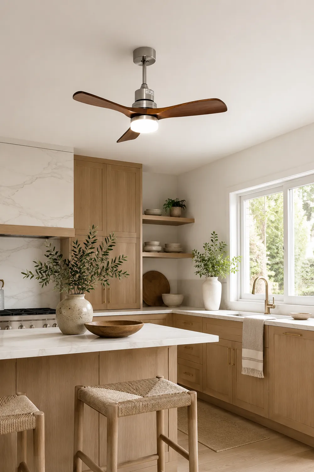 Solid Wood Three-Leaf Fan Lamp - Lumpaz