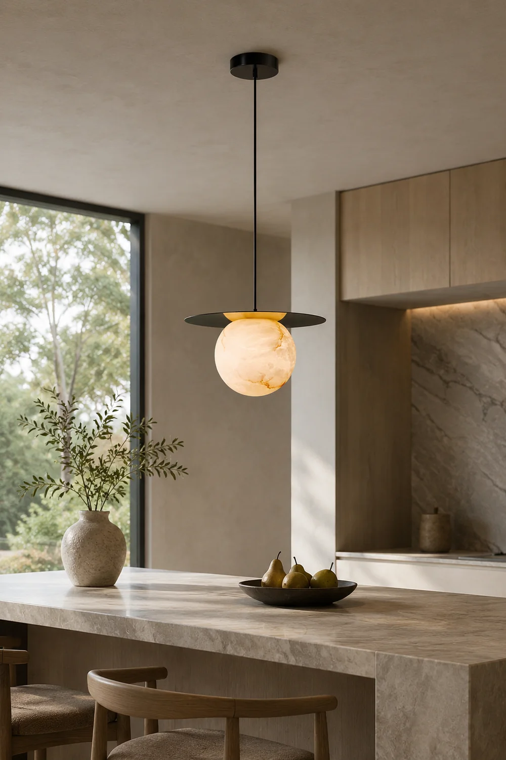 Disc Alabaster Pendant Light - Lumpaz