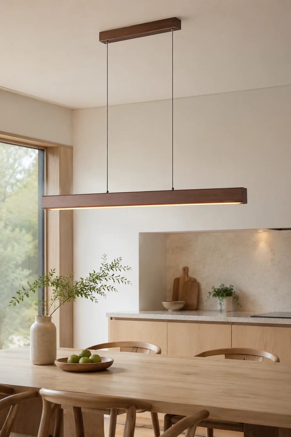 Walnut minimalist wood chandelier - Lumpaz
