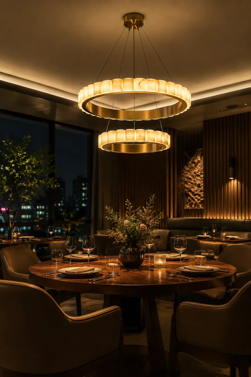 Avalon Halo Alabaster Chandelier - Lumpaz