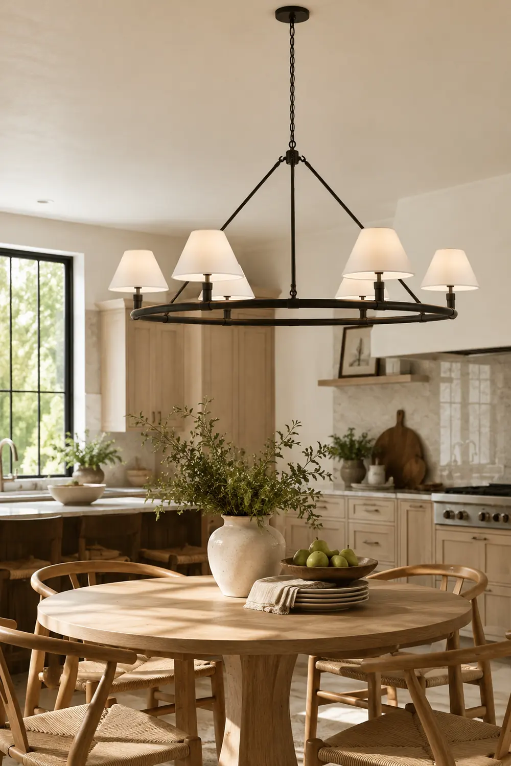 Black Metal Ring Chandelier with Cone Shades - Lumpaz