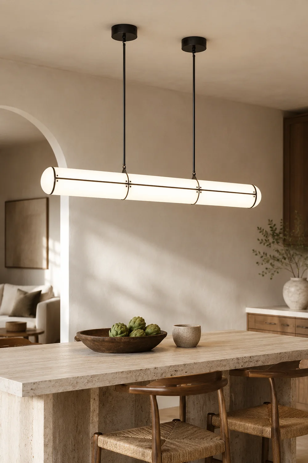 Cylindrical Double Hanging Line Straight Chandelier Dining Room - Lumpaz
