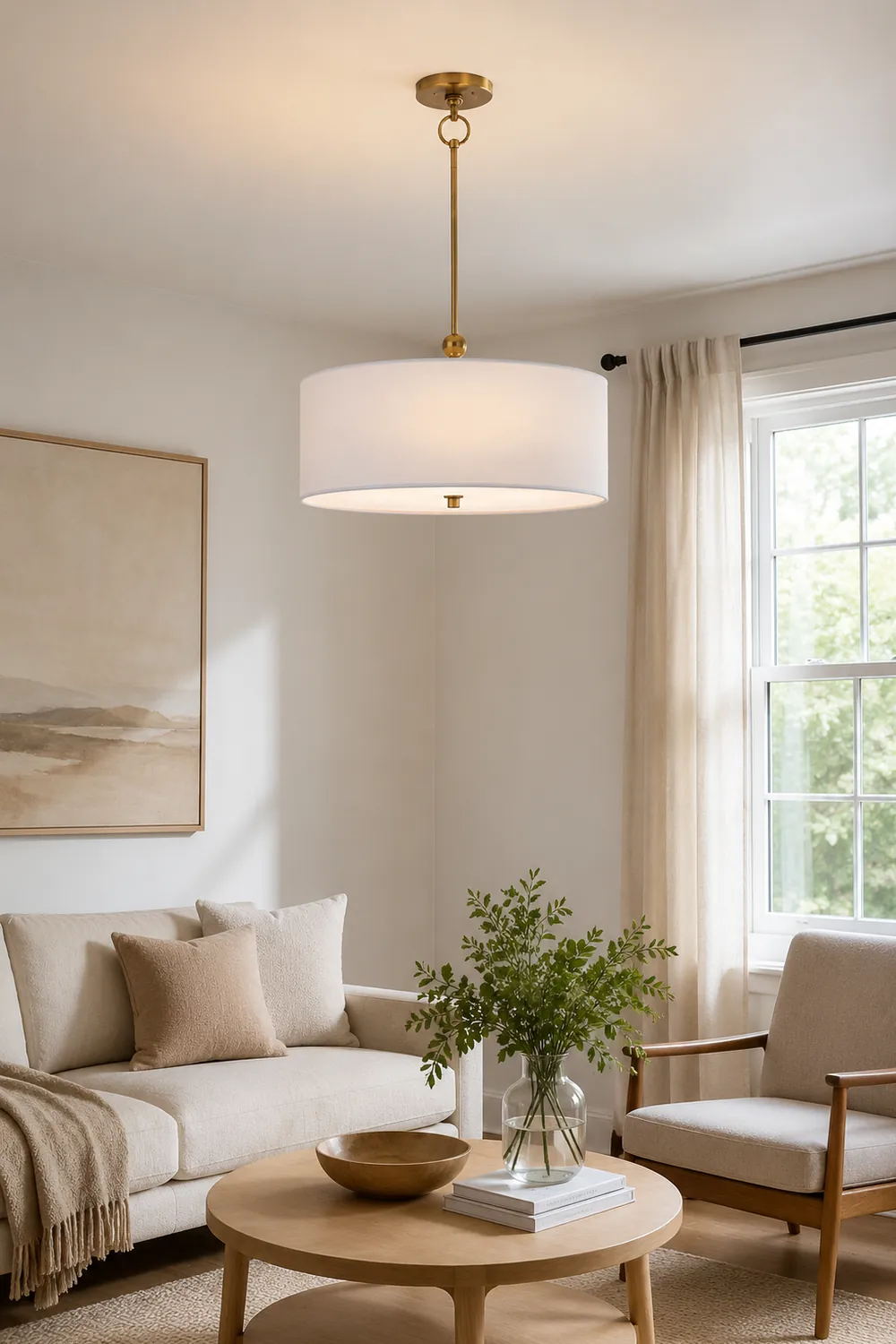 Reed Simple Drum Shade Pendant Light - Lumpaz