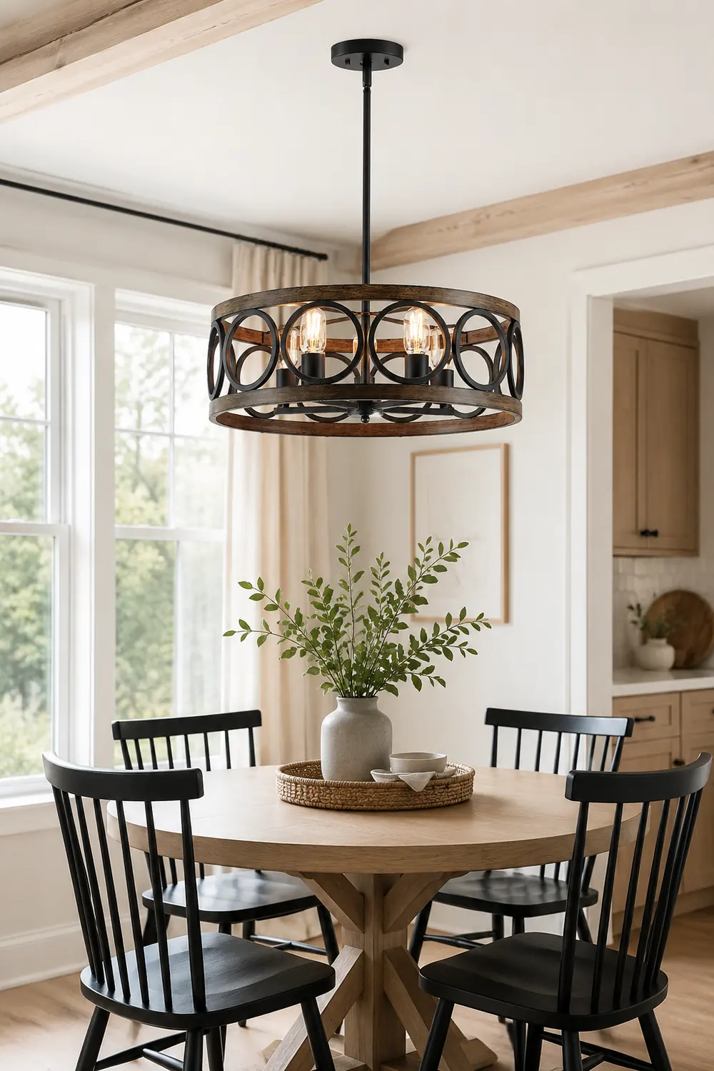 Franklin Bronze Vintage Wood Drum Chandelier - Lumpaz