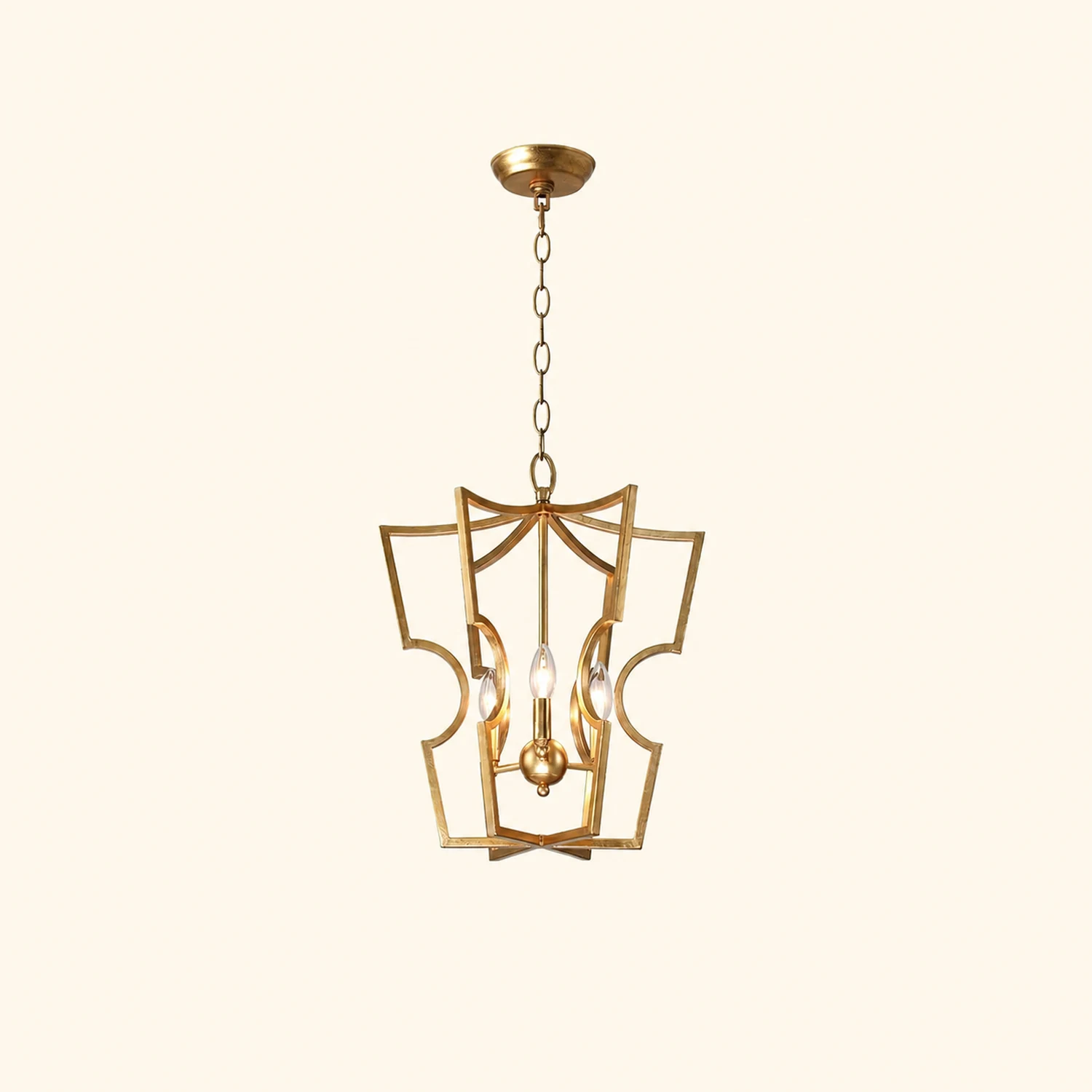 Rustic gold lantern chandelier - Lumpaz