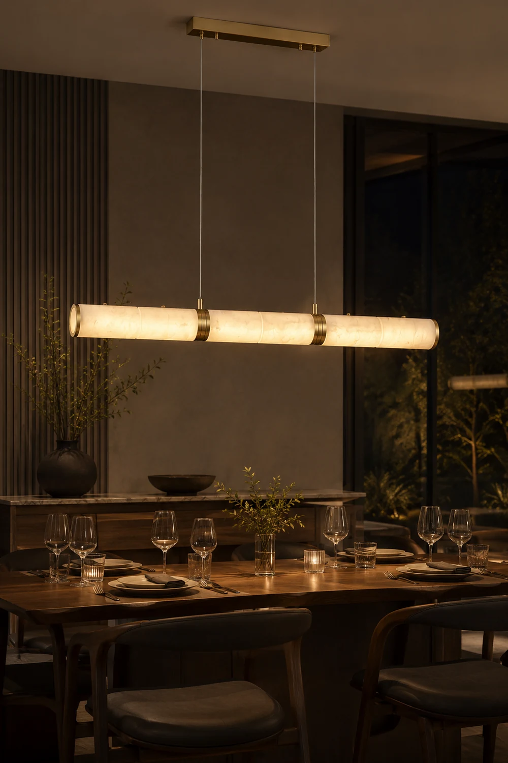 Alabaster Column Linear Chandelier - Lumpaz