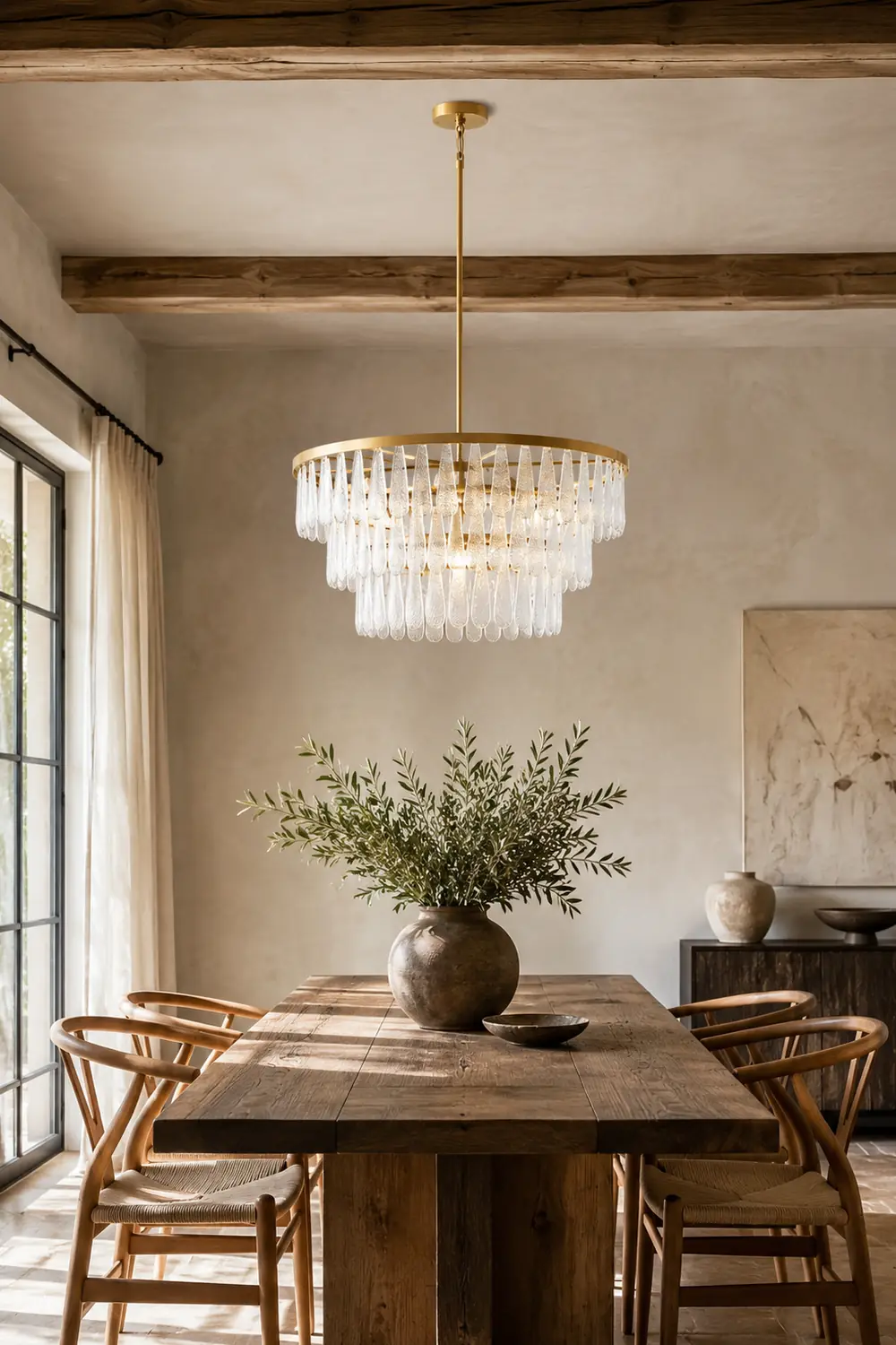 Gold Circular Textured Glass Chandelier - Lumpaz