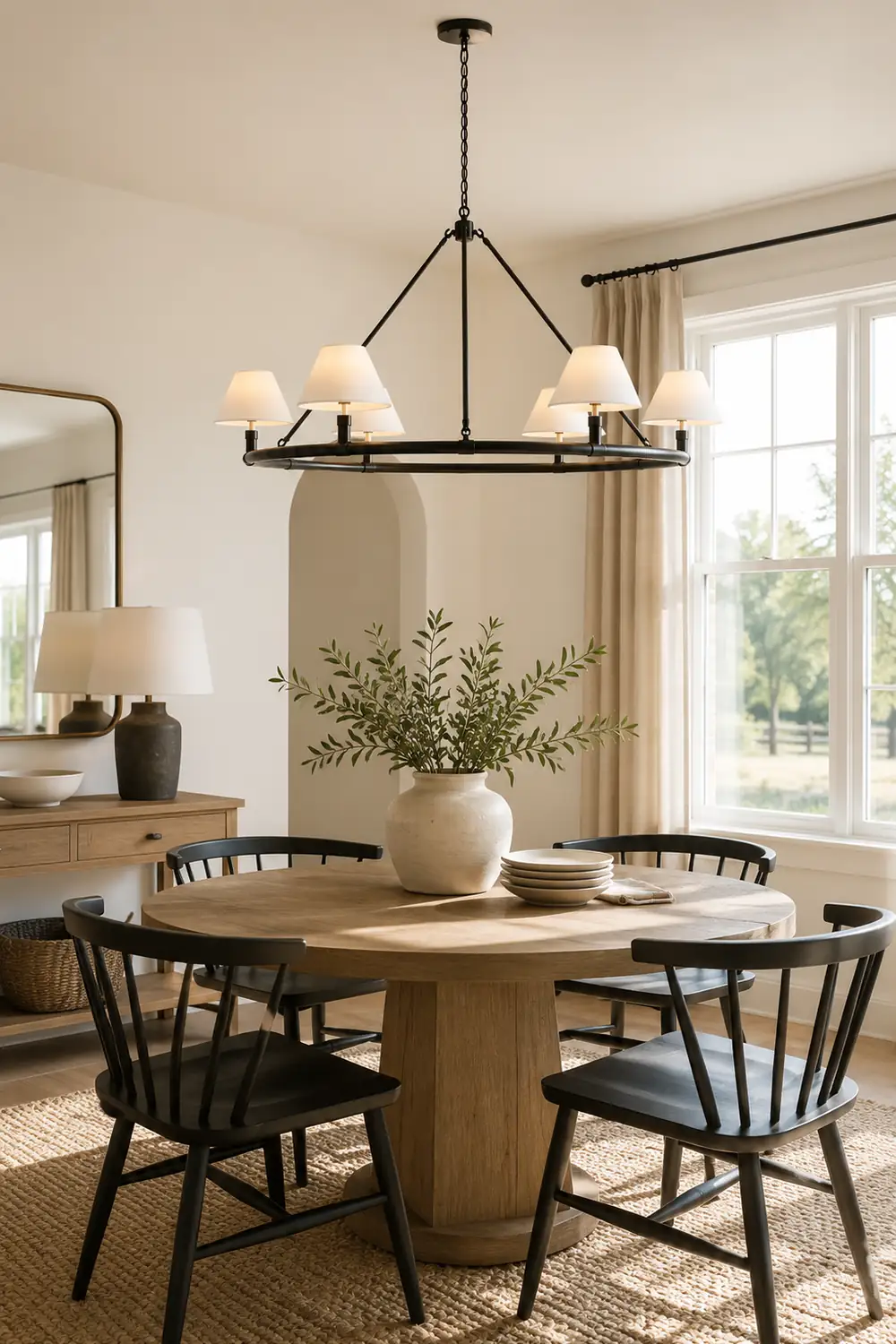 Black Metal Ring Chandelier with Cone Shades - Lumpaz