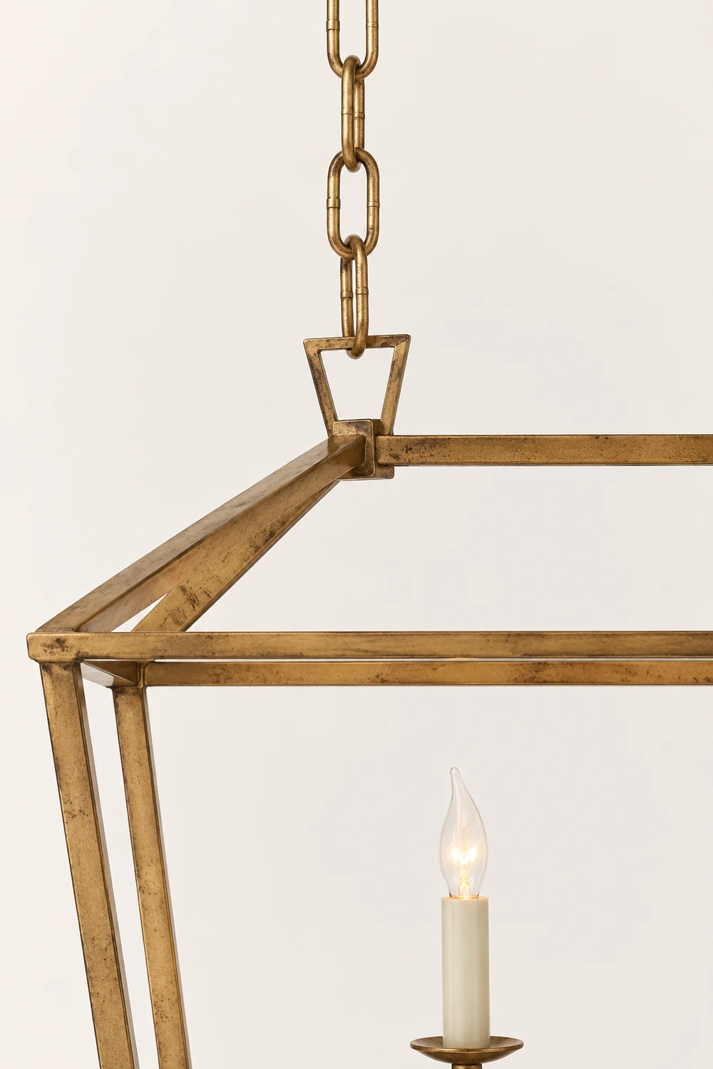 Gold Rectangular Lantern Linear Chandelier - Lumpaz